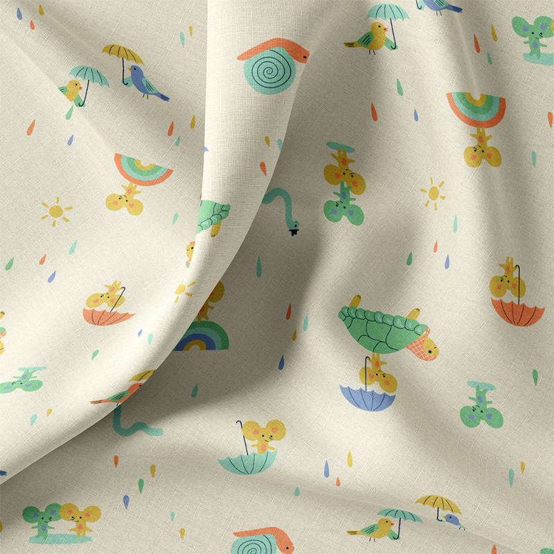 Printed Cotton TORTA Ecru / Green